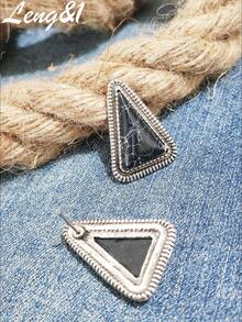 复古三角形耳环，设计简约时尚，适合日常佩戴，秋冬风格 - 個性的復古三角耳環 - 查看 5