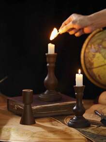 Cirelle 1pc Vintage Copper Color European Style Candle Holder, Bedroom/Living Room Desktop Candlestick Decor, Homestay/Hotel Decoration, Candlelight Dinner Props, Wedding Decorations, And Cafe Photoshoot Accessories , Rama Table Decor, Decor - Multicolor - View 2