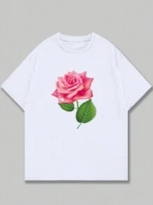 Fashion Floral Nature T-Shirt Men's Blouse Unisex Cotton T-Shirt Comfort Soft Breathable Summer Elegant - trắng - Xem 1