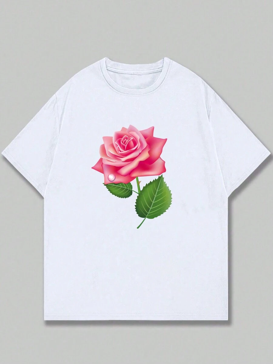Fashion Floral Nature T-Shirt Men's Blouse Unisex Cotton T-Shirt Comfort Soft Breathable Summer Elegant - trắng - Xem 1