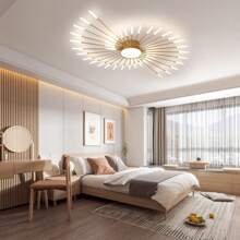 42 Lights Modern Flower-Shaped Ceiling Light , Recessed Metal & Acrylic Firework Petal LED Fixture For Living And Dining Rooms ,Remote Control Included - 金色 - 查看 2