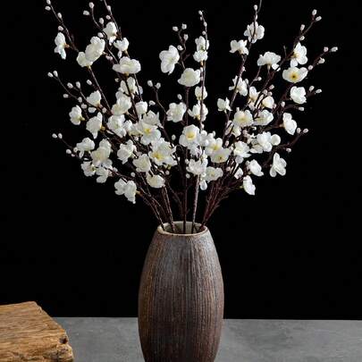 1/3/6/10支逼真梅花仿真花 - 长茎丝绸枝条，适合DIY插花、桌面装饰和家居装饰 - 非常适合婚礼、订婚和室内/室外庆典花束、花瓶和家居装饰