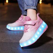 Flashing Light Dual Wheel Roller Shoes, Luminous Upper, Breathable, Fashionable Casual Roller Skate Shoes