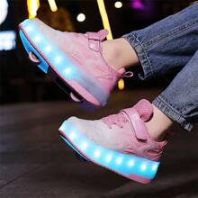 Flashing Light Dual Wheel Roller Shoes, Luminous Upper, Breathable, Fashionable Casual Roller Skate Shoes