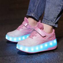 Flashing Light Dual Wheel Roller Shoes, Luminous Upper, Breathable, Fashionable Casual Roller Skate Shoes