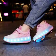 Flashing Light Dual Wheel Roller Shoes, Luminous Upper, Breathable, Fashionable Casual Roller Skate Shoes