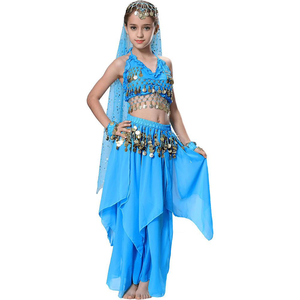 MirthCo Mädchens Kleid Bauchtanz Chiffon Pailletten Halloween Karneval Kostüme Komplet