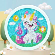 1 件卡通獨角獸鑽石繪畫套件帶框架,diy 貼紙全鑽石簡單玩具材料套裝 - 彩色 - 查看 17