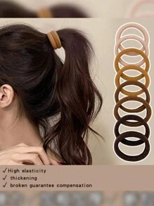 50 cái/bộ dây buộc tóc màu nude liền mạch co giãn, dây buộc tóc đuôi ngựa màu da, phụ kiện tóc thiết yếu cho sử dụng hàng ngày, trang điểm và du lịch, tốt nghiệp - Nhiều màu - Xem 5