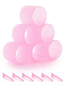 Jumbo Hair Curlers Rollers 2.56in 12pcs/Set Self-Grip Rollers Kit With 6Rollers And 6Clips, Salon Quality Curlers For Diy Hairstyling, Heatless Rollers ,Hair Rollers,Heatless Curls,Hair Curler,Hair Products And Accessories For Barber Salon Beauty Travel Essentials,Back To School,Travel Holiday Essentials,Hair Accessories For Women