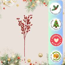 26" Red GLITTER BALL SPRAY- 3 Pieces, Floral Home By Artificial Flowers - 紅色 - 查看 2