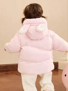 Balabala 婴儿羽绒夹克 可爱短款冬季 2024 男童和女童外套 - 白紅色 - 查看 3