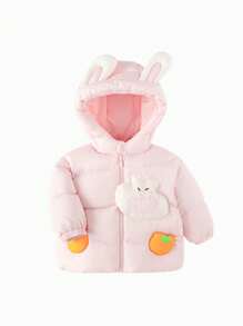 Balabala 婴儿羽绒夹克 可爱短款冬季 2024 男童和女童外套 - 白紅色 - 查看 4