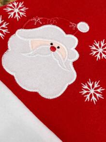 [Customized] 1pc Personalized Puff Print Polyester Fiber Christmas Santa Hat, Solid Color, Winter Hat, Christmas Gift, Christmas Decorations,Adult Red Unisex Style New Year Holiday Party