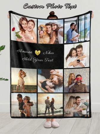 1pc Customized Photo Blanket , Personalized Photo Blanket , Personalized Photo Memory Blanket, Blanket Use For Bedding/Sofa/Indoor/Outdoor, Customized Christmas Gifts ,Friend Gift, K Gift ,Family Gift, Birthday Gifts, Wedding Gifts, Gift For Friend, Gift For Her,Gift For Girlfriend, Gift For Mom/Dad