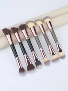 3 套双头多功能化妆刷，包括修容刷、双头木柄刷、高光刷、腮红刷、轮廓修复刷、粉底刷、散粉刷，是一款集化妆刷、美容工具于一体的套装，适用于混合液体、粉末和膏状产品。 - 彩色 - 查看 2