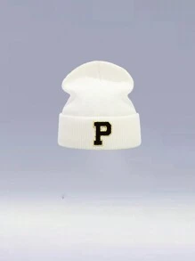 1 件儿童 26 字母针织帽，温暖、可爱、日常时尚、返校 - 白色 - 查看 74