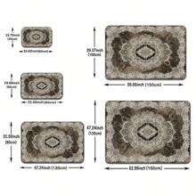 1pc Bohemian Style Floral Patterned Carpet - Fade-Resistant, Soft Flannel Bathroom Mat, Home Decor Home Decor Floor Mats Carpets Home Bathroom Decor Bath Rug Outdoor Rug Door Mat Fall Decor Bathroom Accessories Back To School Entryway Decor - Brown - View 3