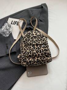 1 件秋冬新款豹纹迷你精致背包/小背包/钱包，适合旅行和日常使用