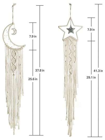 挂毯式编织捕梦网，星月图案，适合成人、妈妈、朋友等卧室装饰，波西米亚风墙饰，白色，斋月吉祥，斋月装饰，斋月节日，斋月礼物