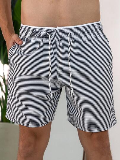 Short Masculino Tactel Grosso Mauricinho Listrado – Verão, Praia e Academia com Secagem Rápida