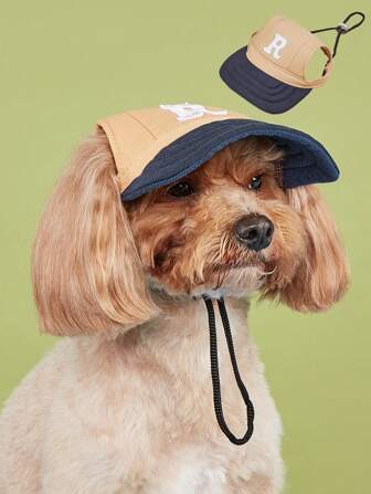 1pc Contrast Color Teddy Dog Print Baseball Cap, R Design, Casual Sun Hat