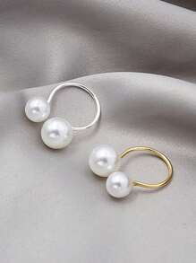 小号仿金属珍珠餐巾环，适用于生日、农舍、婚礼、餐厅、酒店、情人节、宴会、自助餐桌、派对用品、家庭厨房餐桌、圣诞节等场合的装饰。 - 彩色 - 查看 9