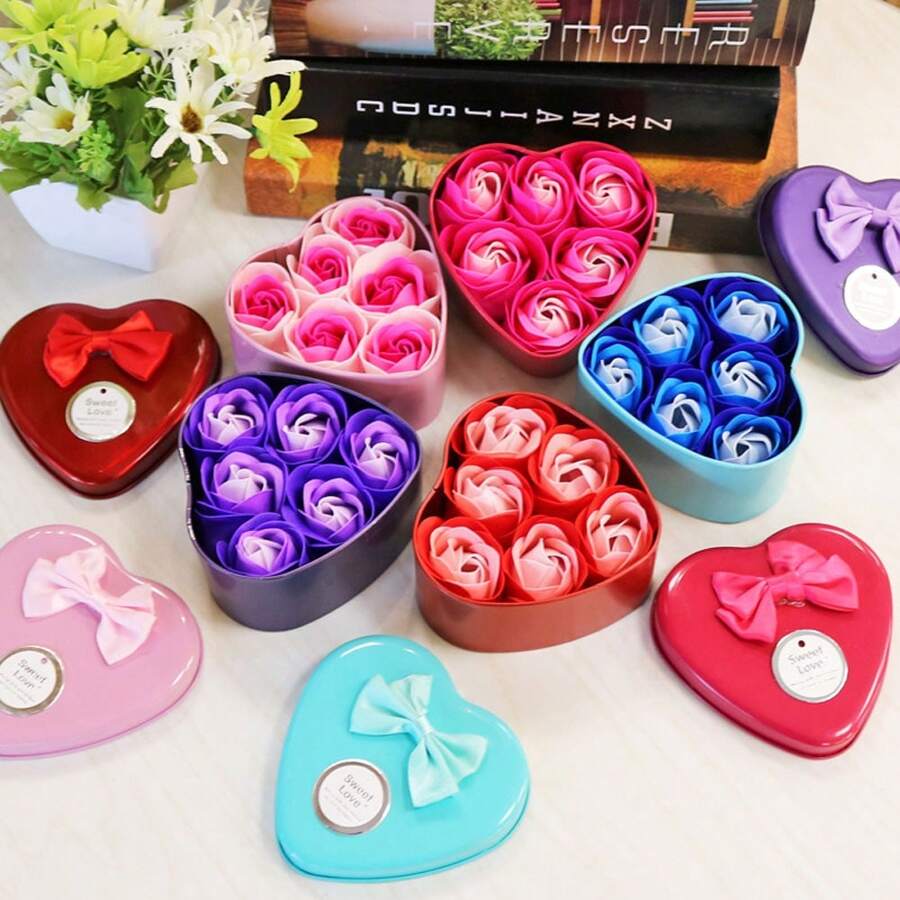 6pcs/Set Soap Flower Gift Box, New Realistic Mini Floral Bouquet Soap Flower Set, Valentine's/Teacher's Day Gift, Scented Soap Flower, New Year Gift Back To School Valentine's Day - Multicolor - View 1