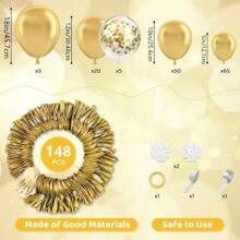 Bộ 148 vòng hoa bóng bay kim loại màu vàng, nhiều kích cỡ 18 12 10 5 inch bóng bay cao su màu vàng crom dùng cho tiệc cưới sinh nhật tốt nghiệp ngày lễ - Vàng - Xem 3