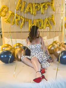 43 件金色“生日快乐”字母气球套装，包括蓝色和金色乳胶气球，16 英寸“生日快乐”铝箔气球，适合浪漫派对、生日派对、周年庆典装饰 - 彩色 - 查看 5