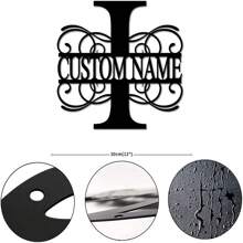 CIF BUY Nghệ thuật treo tường bằng kim loại được cá nhân hóa - Chữ cái đầu tùy chỉnh & Tên gia đình, Thiết kế chùm sáng | Đồ trang trí bằng sắt thép tái sử dụng cho nhà, hiên nhà, vườn - Nhiều màu - Xem 31