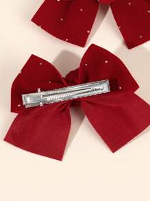 2 stuks rode strik haarspeldjes voor meisjes, stoffen bloemen en strass decoratie haarstrikken voor kinderen, elegante haaraccessoires voor peuters dagelijks leven