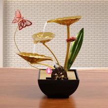 桌面喷泉循环装饰，蝴蝶设计，家庭/办公室装饰，节日礼物 - 金色 - 查看 1