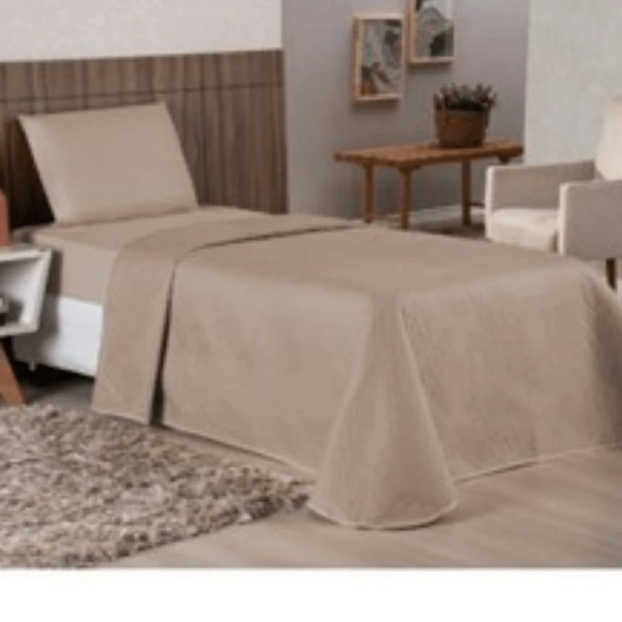 Single Bed Coverlet 1.5m X 2.20m (Various Colors) - 卡其色 - 查看 1