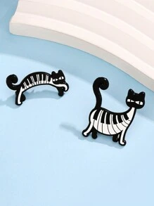 1 chiếc trâm cài hình mèo nốt nhạc piano sáng tạo, phím đàn piano đen trắng có tượng mèo dễ thương, trâm cài động vật kỳ quặc, trâm cài hoạt hình, trâm cài giọt dầu, phụ kiện thời trang vui nhộn & quà tặng cho bạn bè, ngày lễ (Giáng sinh, Năm mới, Ngày lễ tình nhân) - Nhiều màu - Xem 5