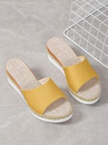 全新女士时尚休闲厚底凉鞋拖鞋，颜色丰富 - 黃色 - 查看 5