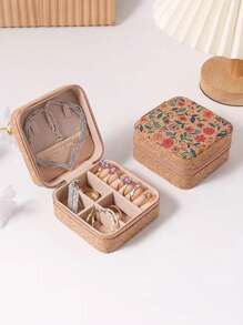 1pc Jewelry Storage Box Organizer For Rings, Earrings, Necklaces And Accessories - Multicolor - View 1