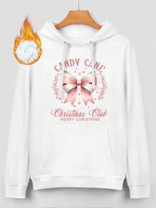 Oversized Style For Women, Candy Cane Christmas Club Hoodie, Candy Cane Club Hoodie, Candy Cane Social Club, Pink Christmas Hoodie, Candy Company Hoodie, Unisex Hoodie For Man And Women, Gift For Her Or Him, A Double-Layer Hood Hoodie, Fleece Lining For Excellent Warmth - White - View 2