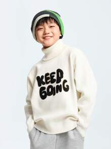 Annil Quần áo trẻ em cho bé trai và bé gái. Áo len cổ lọ cao cho mùa đông. Thường ngày, thêu, ấm áp. - trắng - Xem 3