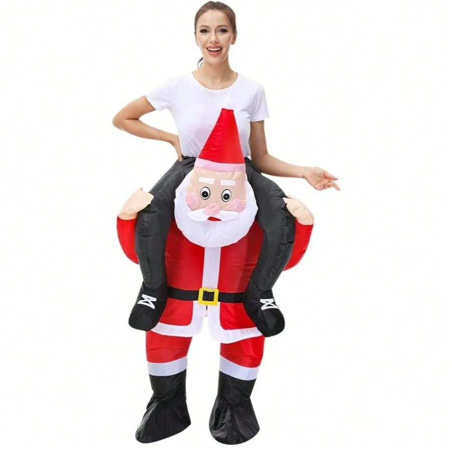 充气服装圣诞老人充气服圣诞老人圣诞服装连体衣 - 紅色 - 查看 1
