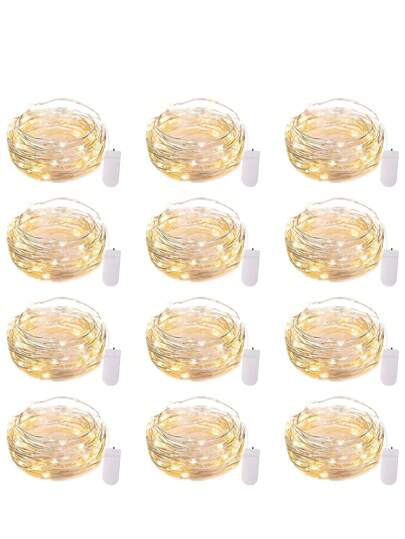 Guirlandes de fée à piles Minuscules lumières à LED sur fil de cuivre Lumières scintillantes Lucioles Lumières étoilées pour bocaux de maçon Décorations de mariage, de fête et de table de Noël, blanc chaud