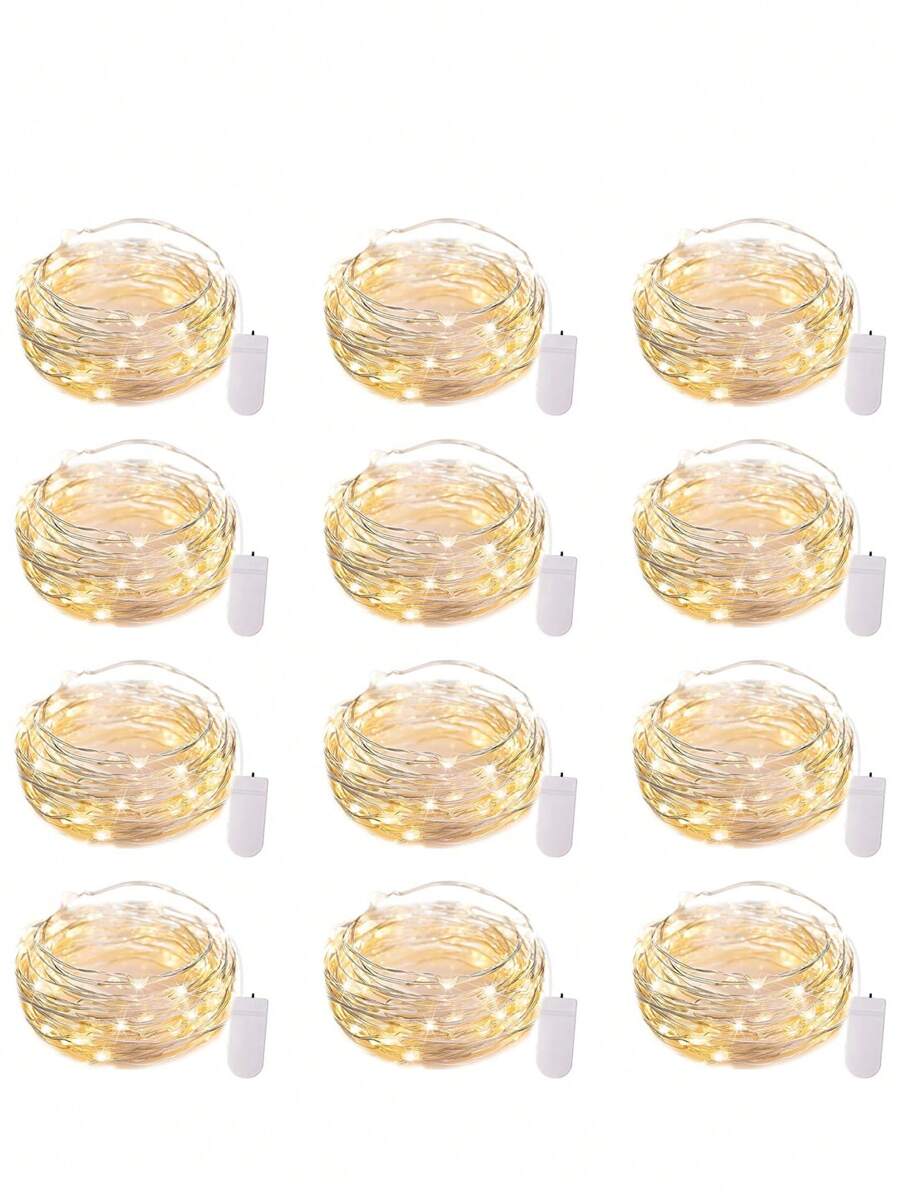 仙女灯电池供电 LED 迷你串灯闪烁灯铜线萤火虫星光灯适用于梅森罐婚礼派对圣诞节中心装饰桌饰，暖白色