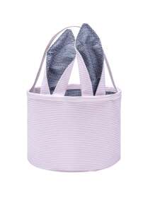 Custom Embroidered Text Canvas Bag Bunny Ears Candy Bag, Children's Decorative Tote Bucket, Christmas Canvas Bag Easter Basket, Wedding Party Bridesmaid Gift Bag, Suitable For Daily Use. Can Be Used As A Gift For Family, Friends, Children - Baby Pink - View 10