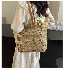 New Straw Woven Bag, Simple And Popular Shoulder Bag, Woven Bag - Beige - View 2