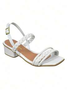 Women's Block Heel Sandal With Elegant Back Strap Casual Clog 1064 34 To 40 Shoes Zone - trắng - Xem 2