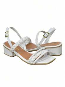 Women's Block Heel Sandal With Elegant Back Strap Casual Clog 1064 34 To 40 Shoes Zone - trắng - Xem 4