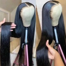 bling hair Perruque malaisienne en cheveux humains, 91 cm, densité 180 %, 33 x 10 cm, avec dentelle frontale transparente HD, pour femmes, perruque bon marché, nœuds décolorés, cheveux bling-bling