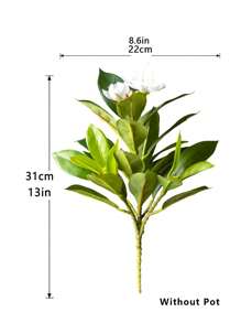 21-40cm Tall Artificial Azaleas Plants Tropical Banyan Branch Plastic Green Magnolia Leaves With Flowers Faux Palm Plants For Home Garden Office Kitchen Decor Without Pot 1pc