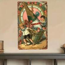 1 tấm thiếc kim loại cổ điển "Chúc mừng năm mới" (8"X12"/20cm*30cm), Nghệ thuật treo tường mộc mạc, Trang trí phòng cổ điển, Biển hiệu trang trại, Trang trí nhà bếp đa năng, Treo tường, Phong cách nghệ thuật, Chất liệu sắt - Nhiều màu - Xem 6