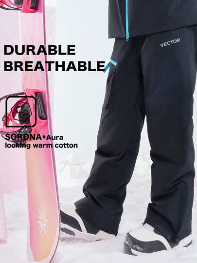 VECTOR MOTION Straight Knee Pad Ski Pants, , Padded, Water-Resistant, Windproof, , Breathable, Elastic, Single/Double Layer Ski Gear Ski Outfits